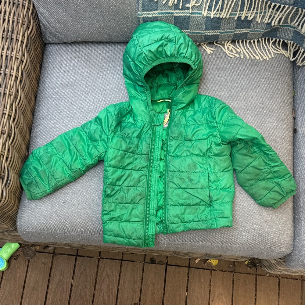 Primary Green Kids Puffer Jacket 2T